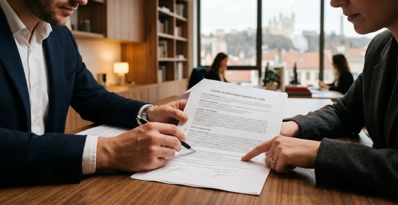 Chef d'entreprise vérifiant les clauses d'un contrat d'énergie avec un conseiller professionnel